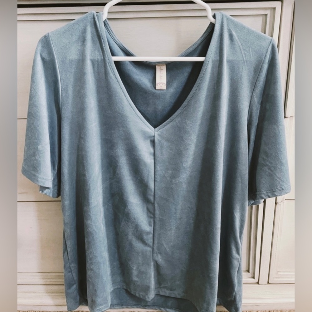Altar’d State Blue-Gray Velvet Shirt